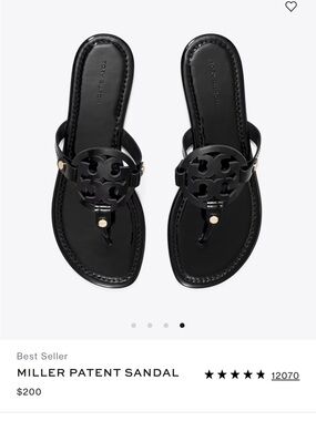 Tory Burch Black Patent Logo Thong Sandals